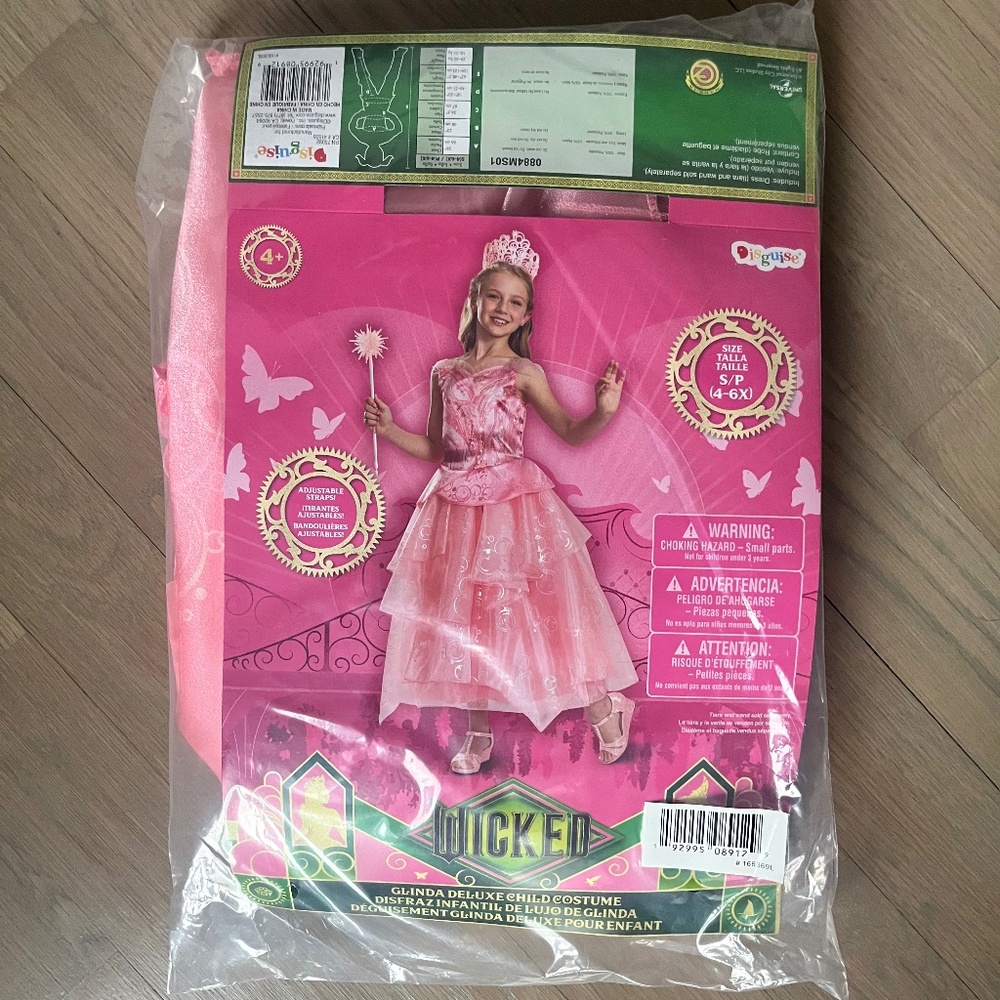 Wicked Glinda Deluxe Girls Costume  - NWT - Size S  4-6X